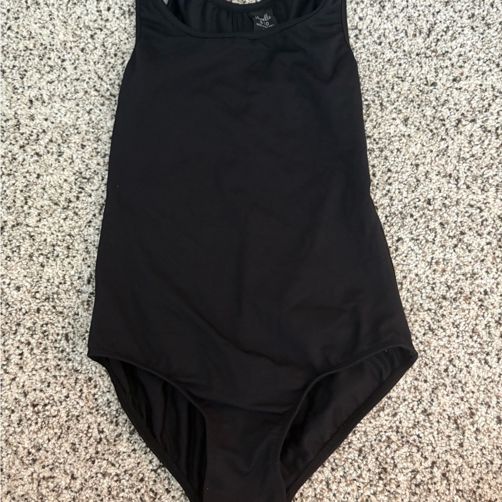 Mirella Girls 8-10 Black Leotard With Back Cutout Design